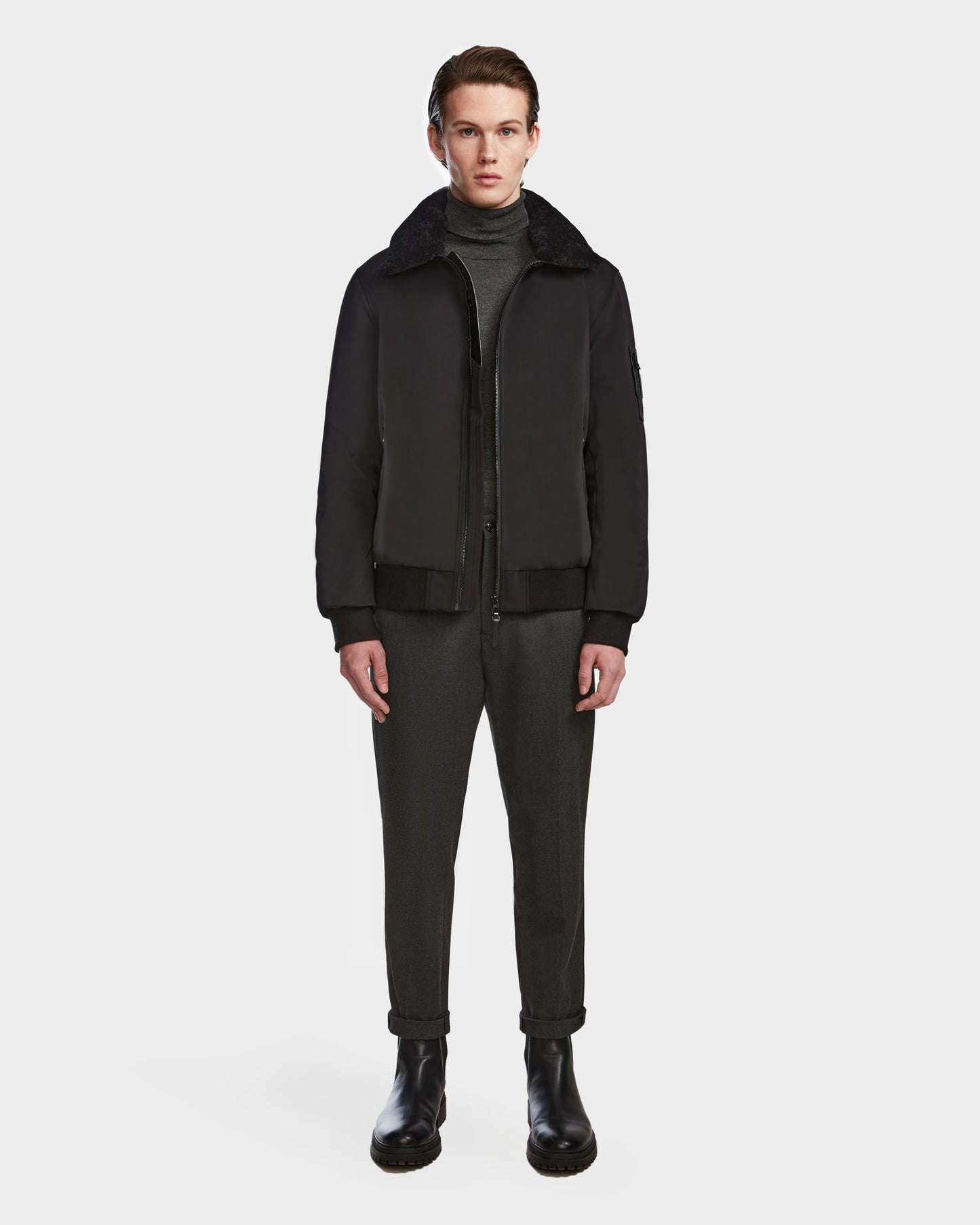REECE MEN'S AVIATOR JACKET WITH REMOVABLE SHEARLING COLLAR