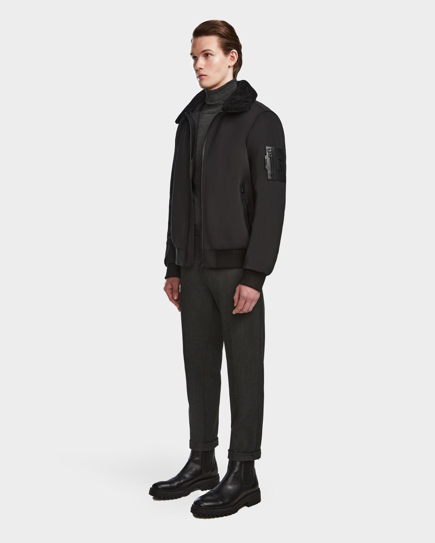 REECE MEN'S AVIATOR JACKET WITH REMOVABLE SHEARLING COLLAR