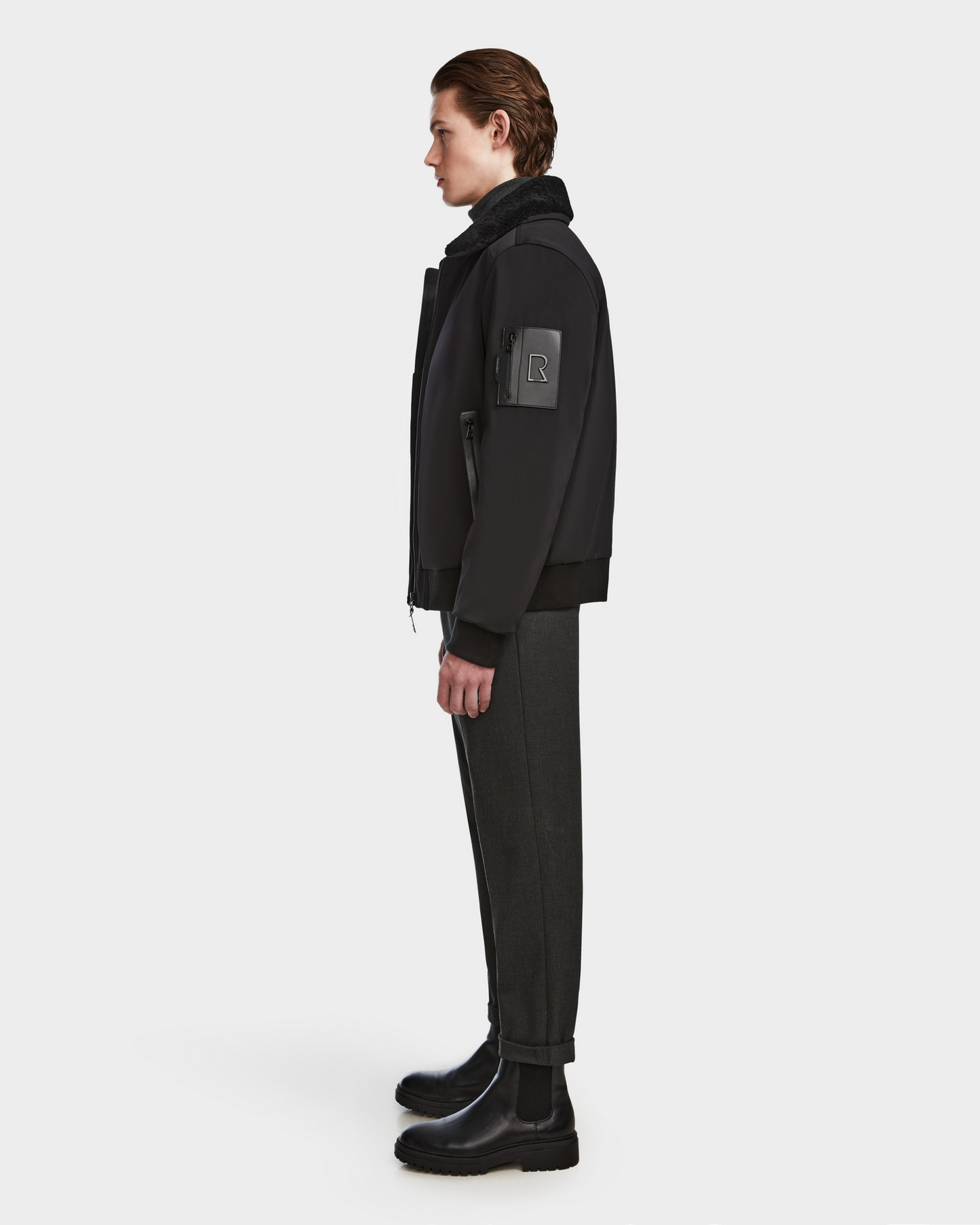 REECE MEN'S AVIATOR JACKET WITH REMOVABLE SHEARLING COLLAR