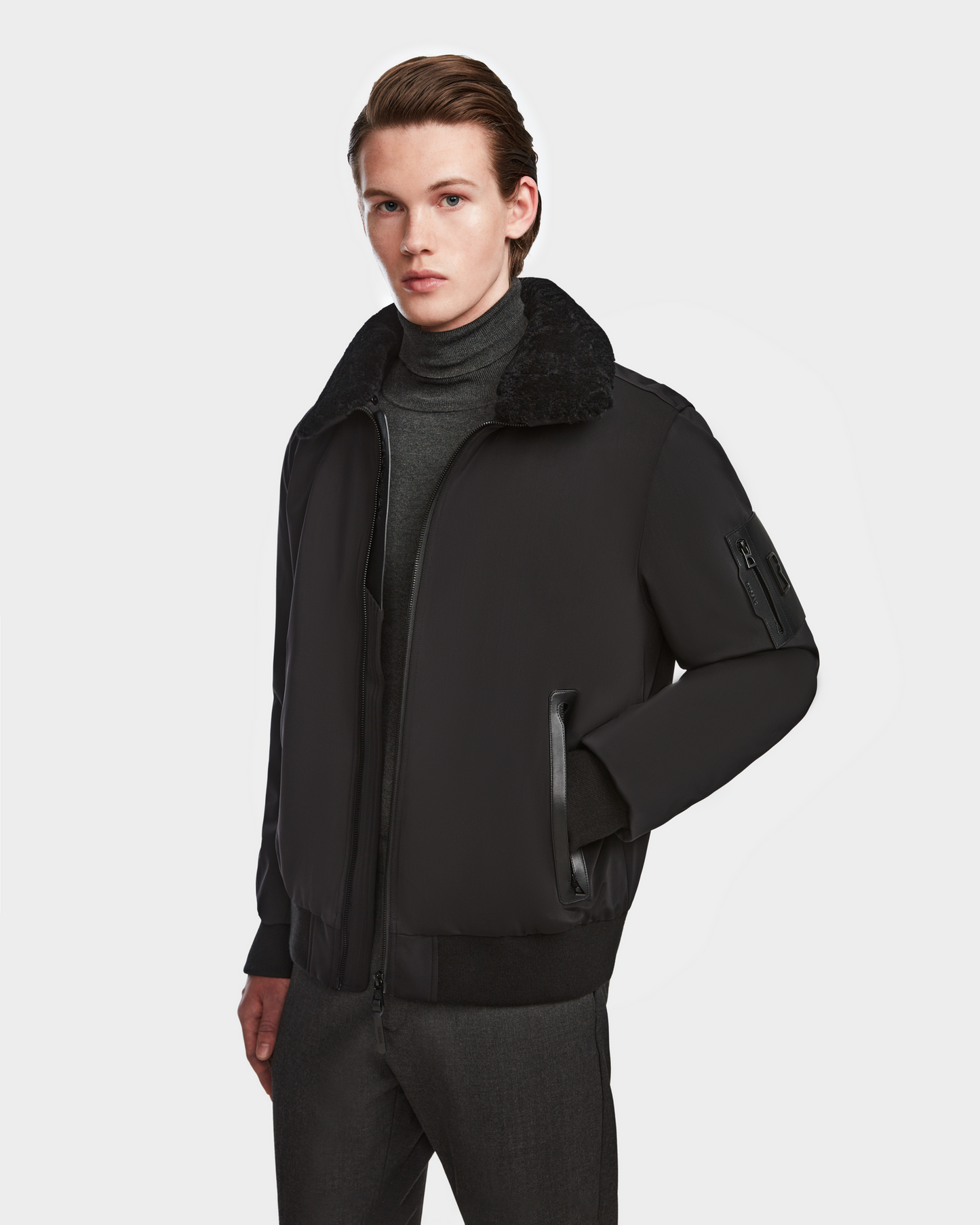 REECE MEN'S AVIATOR JACKET WITH REMOVABLE SHEARLING COLLAR
