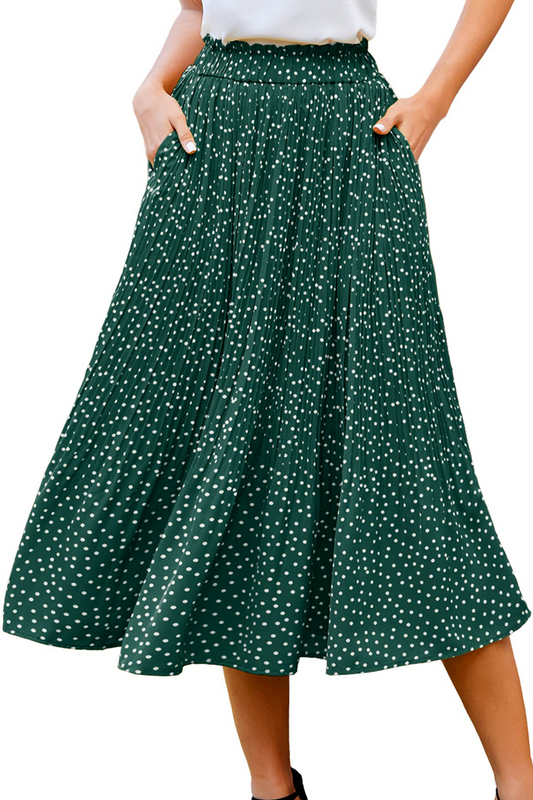 Walmart Fantaslook Midi Pleated Skirts for Women Polka Dot Swing High Waist Maxi Skirt with Pockets Dresses