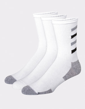 thumbnail image 1 of Hanes Cool DRI Men's Crew Socks with Ventilation, 3-Pairs White 12-14, 1 of 4