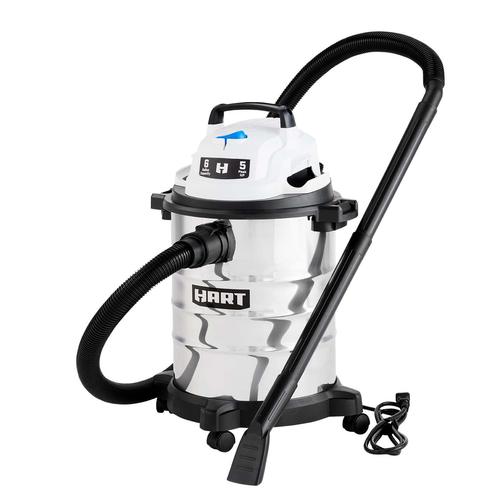 thumbnail image 1 of HART 6 Gallon 5 Peak HP Stainless Steel Wet/Dry Vacuum with Bonus Car Cleaning Kit, New, 1 of 16