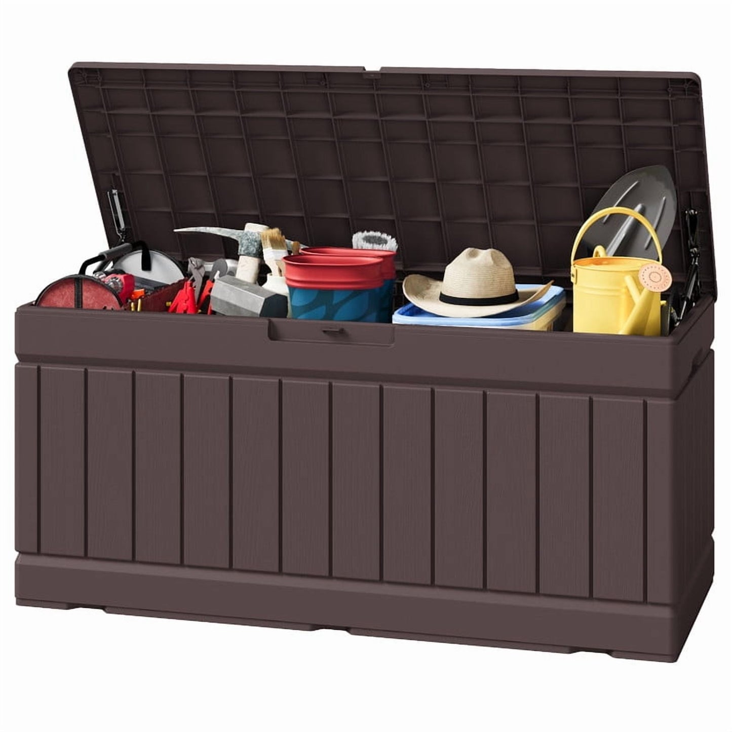 Walmart Homall 82 Gallon Outdoor Storage in Resin Deck Box Lockable Deck Box, Brown
