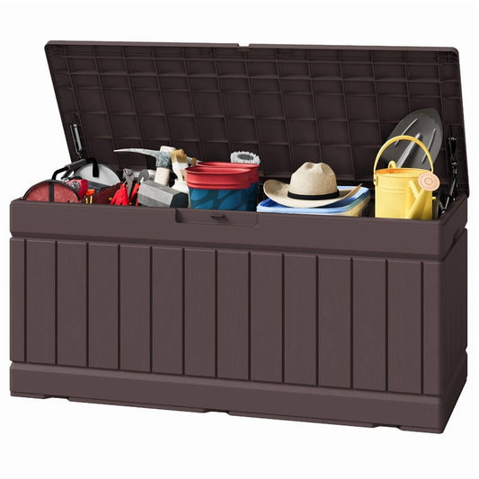 Walmart Homall 82 Gallon Outdoor Storage in Resin Deck Box Lockable Deck Box, Brown
