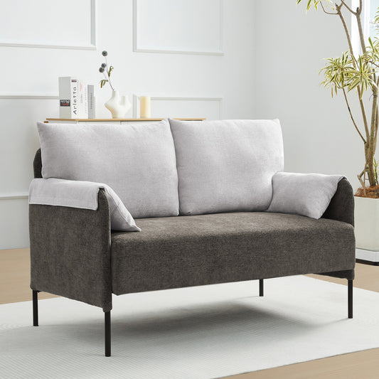 Walmart JUSTLET Modern Loveseat Chair, Chenille 2 Seater Accent Chair with Cushion and Metal Leg for Living Room Reading Room Office Apartment, Brown