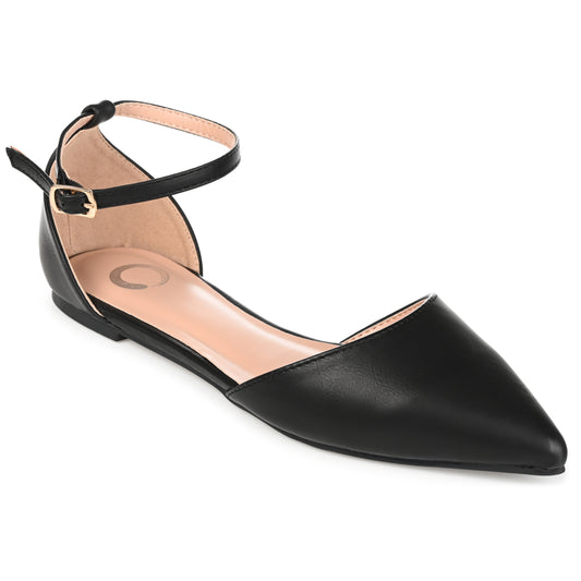 Walmart Journee Women's Reba Ankle Strap Pointed Toe Ballet Flats, Wide Width Available