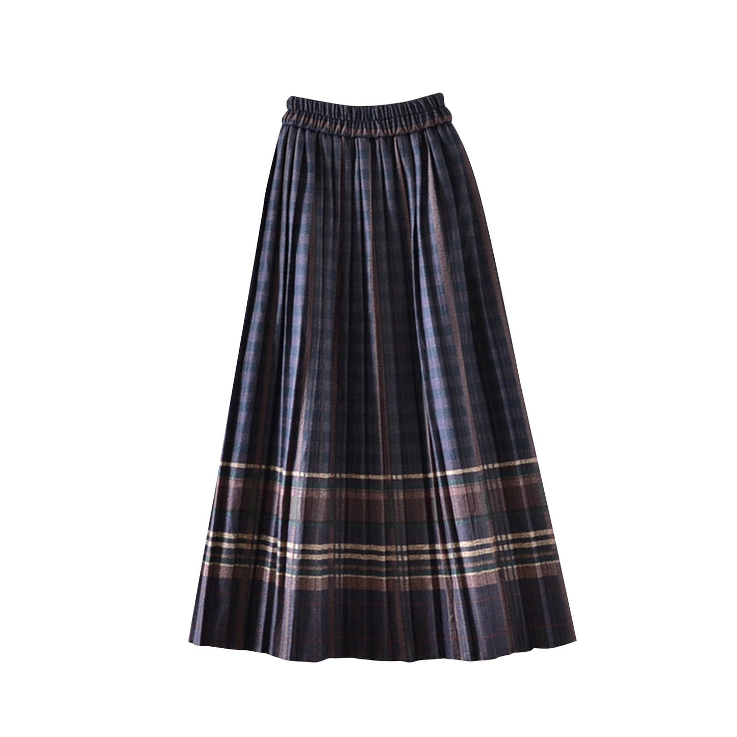 Walmart Kaemgyyd Women's Wool Blend Skirt Fall Winter High Waist A-Line Skirt Vintage Plaid Pleated Midi Skirt