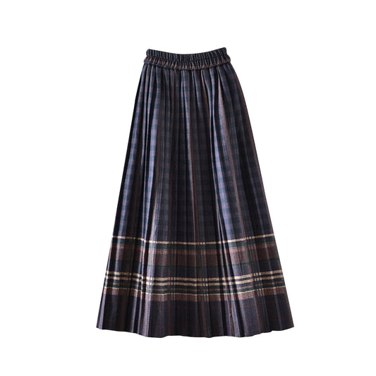 Walmart Kaemgyyd Women's Wool Blend Skirt Fall Winter High Waist A-Line Skirt Vintage Plaid Pleated Midi Skirt