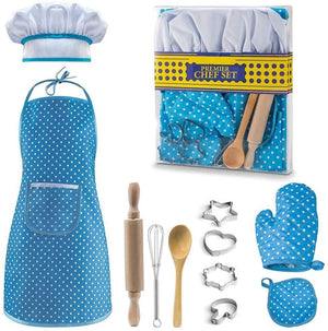 thumbnail image 1 of Kids Cooking Set - 11 Pcs Chef Role Play Kit for Girls, Perfect Birthday Gift for 3-6 Year Olds - Includes Apron, Hat, Mitt, Utensils - Festive Toys, 1 of 8