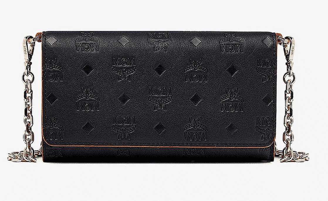 Walmart MCM Women's Leather Monogrammed Folio Handbag, Black