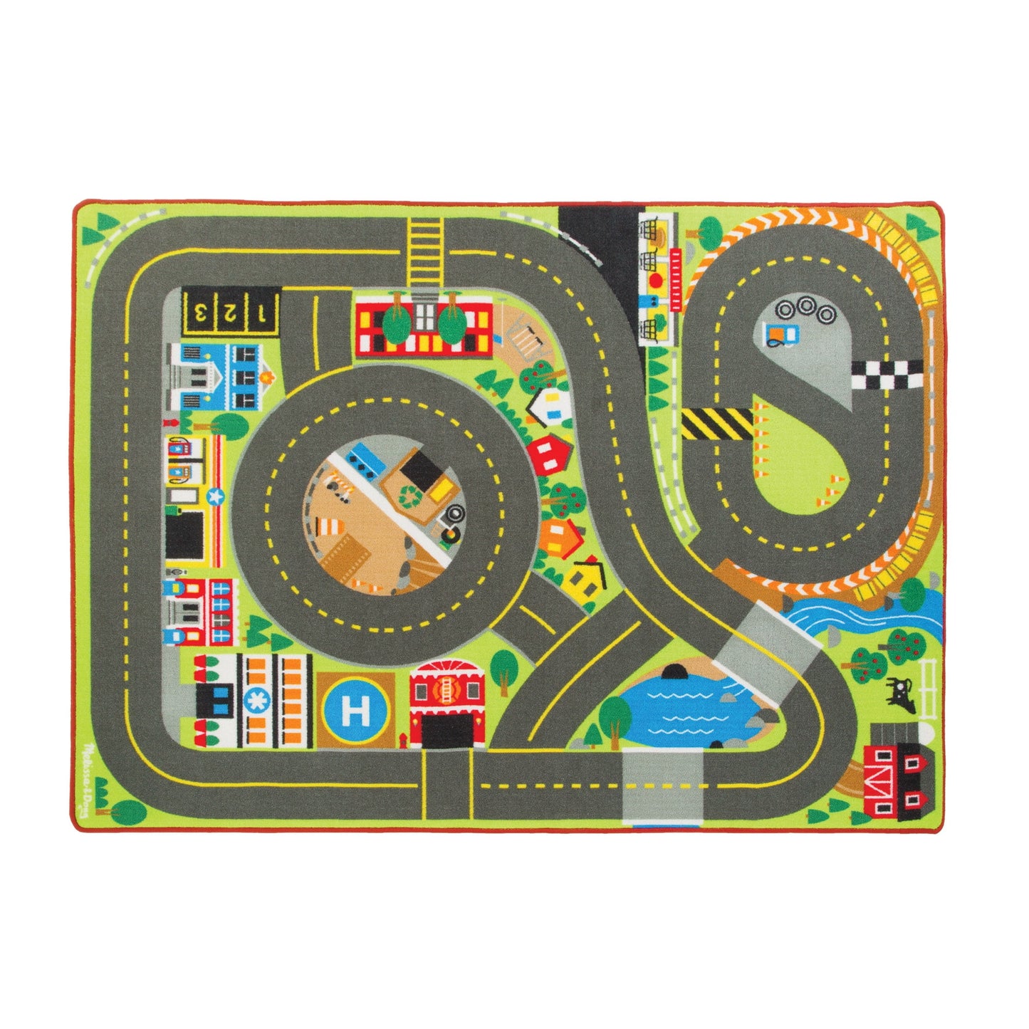 Walmart Melissa & Doug Jumbo Roadway Activity Rug, 4 Wooden Traffic Signs, 79"L X 60"W