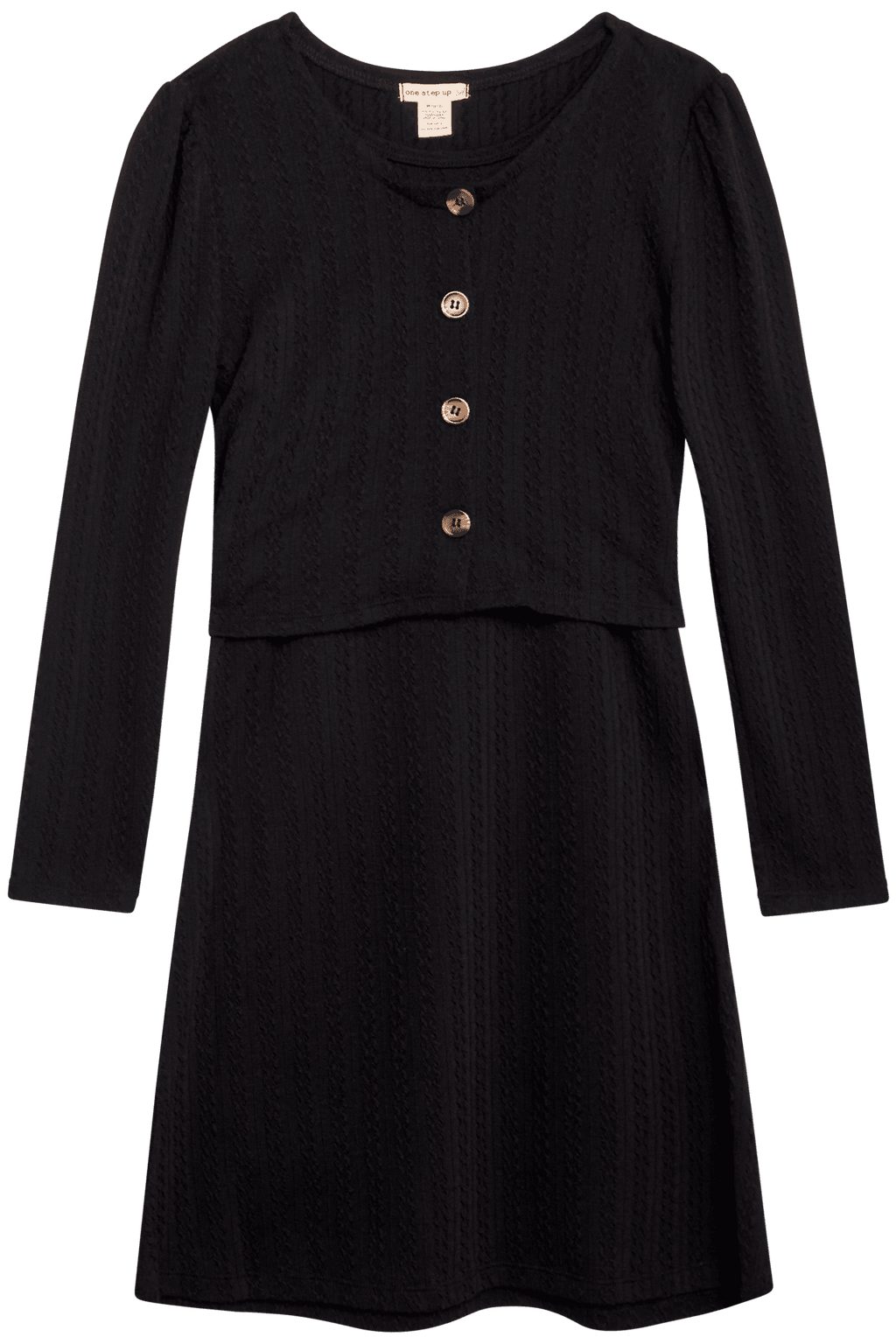 thumbnail image 1 of One Step Up Girls' Dress Set - 2 Piece Super Soft Ribbed Cardigan Sweater and Casual Dress (7-12), 1 of 7