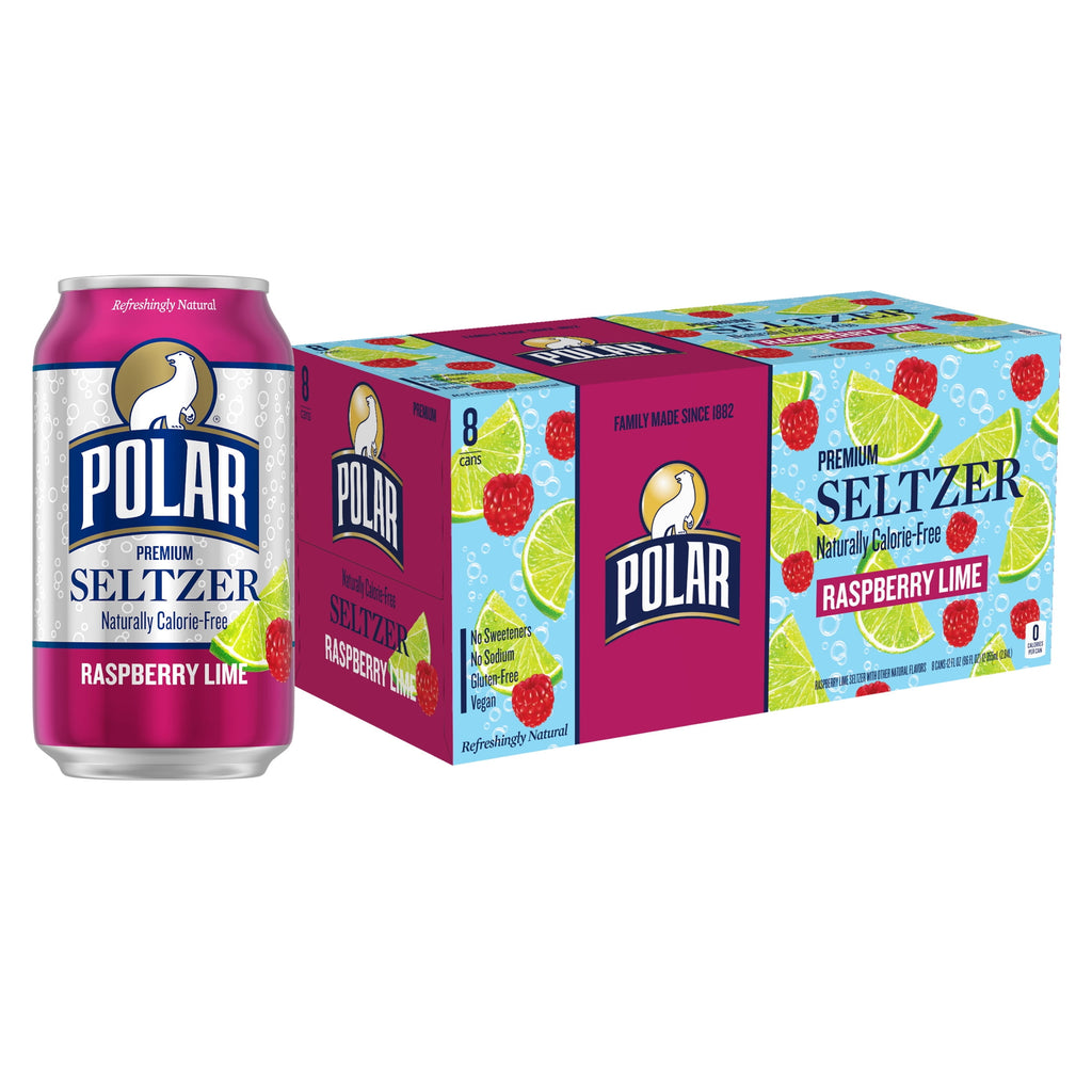 thumbnail image 1 of Polar Zero Calorie Raspberry Lime Sparkling Seltzer Water, 12 fl oz, 8 Pack Cans, 1 of 6