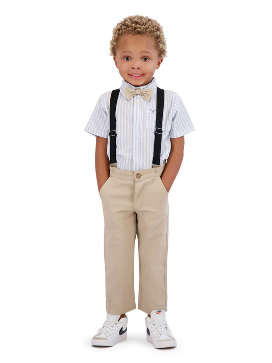 Walmart Tahari Toddler Boy Blue Bow Tie & Suspender Pant Set, Size 2T-4T