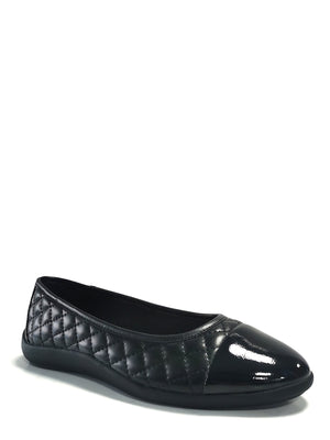 thumbnail image 1 of Time and Tru Women's Cap Toe Quilted Ballet Flats, Wide Width Available, 1 of 5