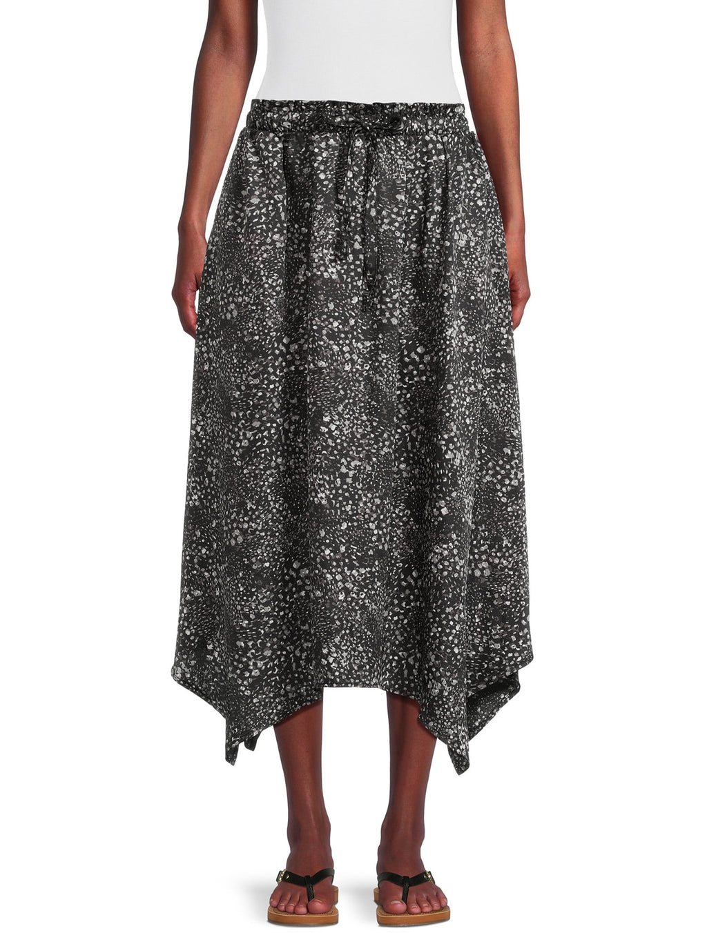 Time and Tru Women's Handkerchief Hem Midi Skirt with Drawcord, Sizes XS-XXL - image 1 of 5