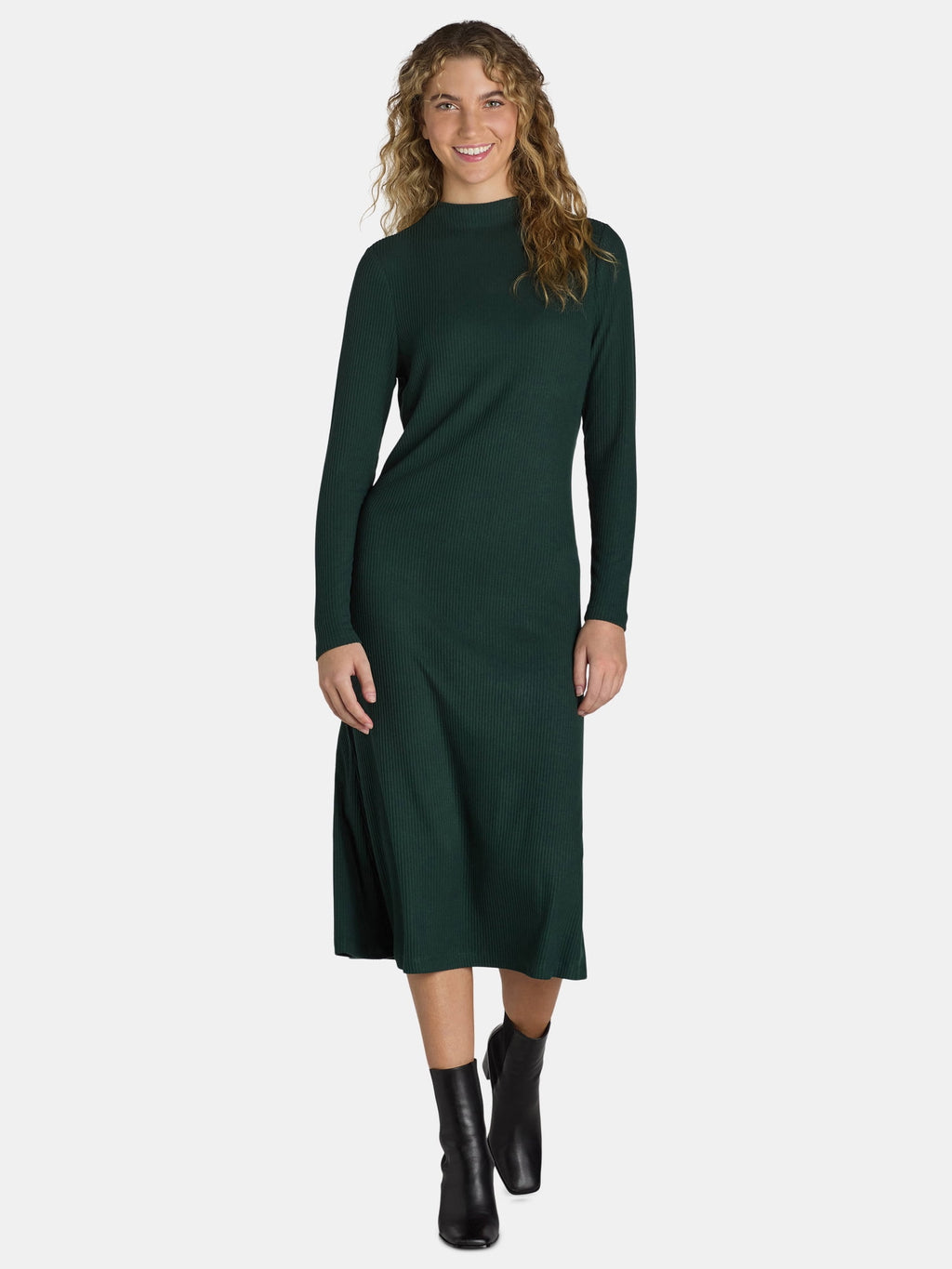 thumbnail image 1 of Time and Tru Women's and Women's Plus Ribbed Hacci Knit Midi Dress, Sizes XS-4X, 1 of 2