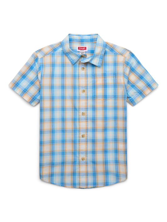 Walmart Wrangler Boys Button-Up Short Sleeve Shirt, Sizes 4-16