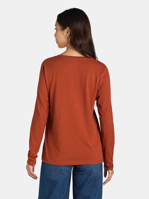 thumbnail image 4 of Time and Tru Women's Cotton Crewneck Tee with Long Sleeves, Single and 3 Pack, Sizes XS-XXXL, 4 of 8