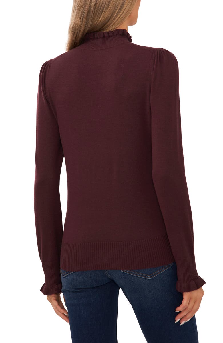 CeCe Ruffle Mock Neck Sweater