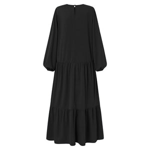 Walmart Ersazi Tshirt Dress Women's Plus Size Casual Dress High Collar Solid Color Long Sleeve Winter Fall Basic Casual Maxi Long Dress Daily Vacation Dress On Clearance Black Xxl
