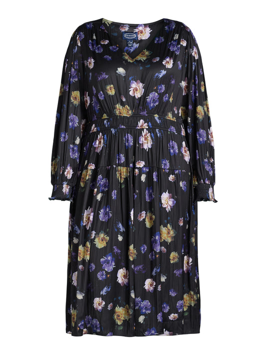 Walmart Scoop Women's & Women's Plus V Neck Plissé Midi Dress, Sizes XS-4X