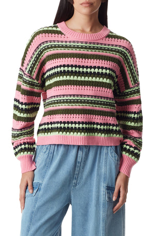 Circus NY by Sam Edelman Stripe Crop Sweater, Main, color, Black Forest