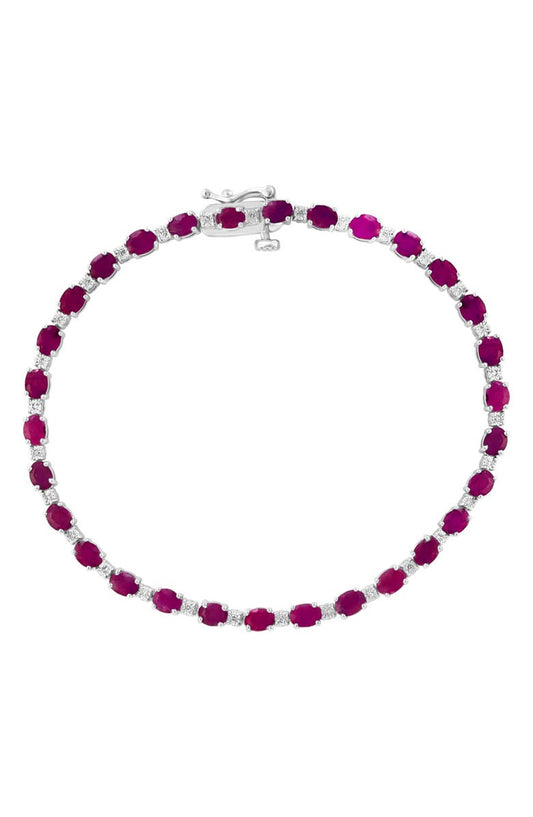 EFFY Sterling Silver Ruby Diamond Bracelet - 0.06 ctw.