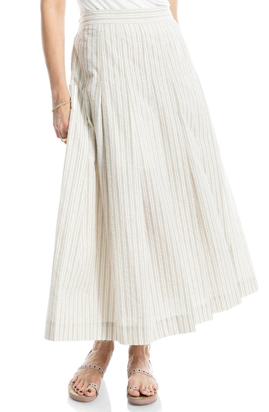 MAX STUDIO Stripe Pleated A-Line Skirt