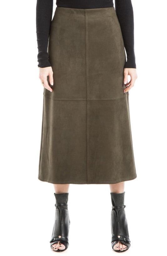 MAX STUDIO Faux Suede A-Line Midi Skirt