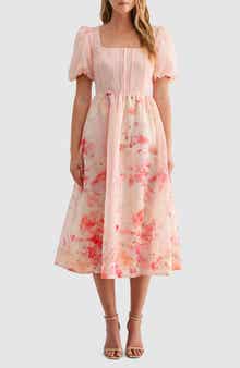 Embroidered Stripe Midi Shirtdress