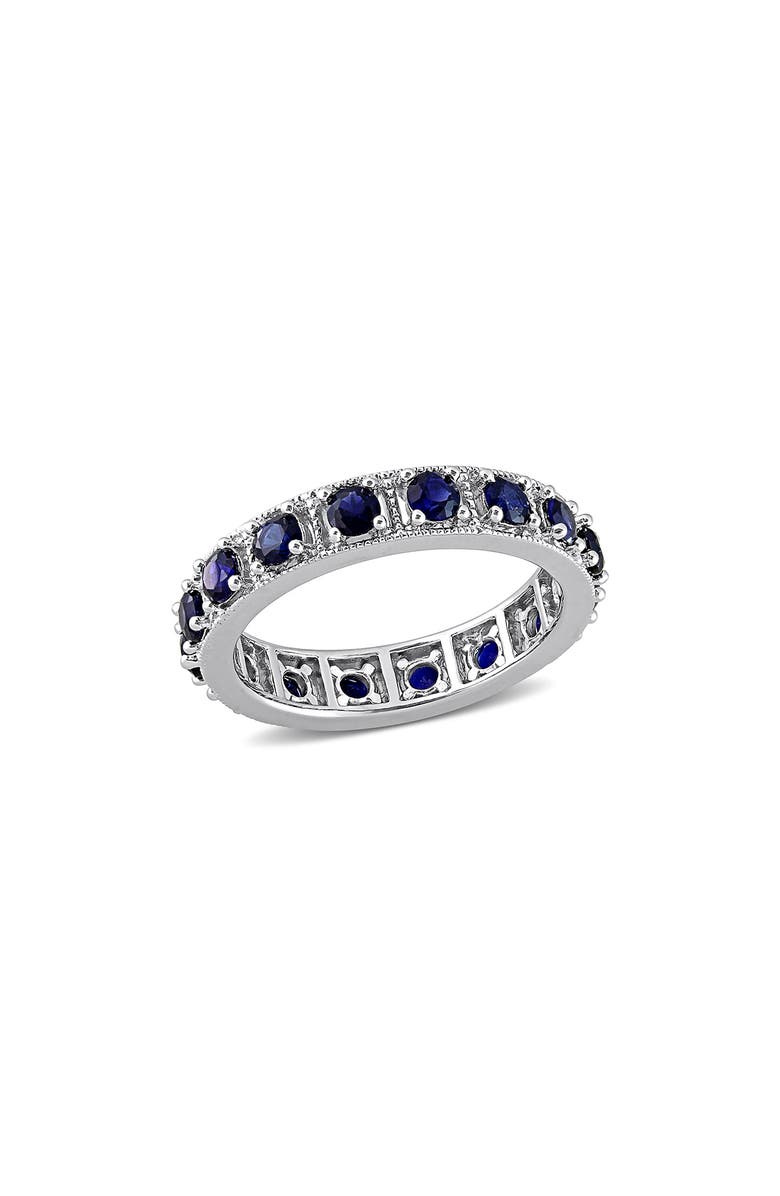 DELMAR Sterling Silver Created Blue Sapphire Ring