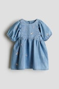 H & M Embroidered-Detail Denim Dress