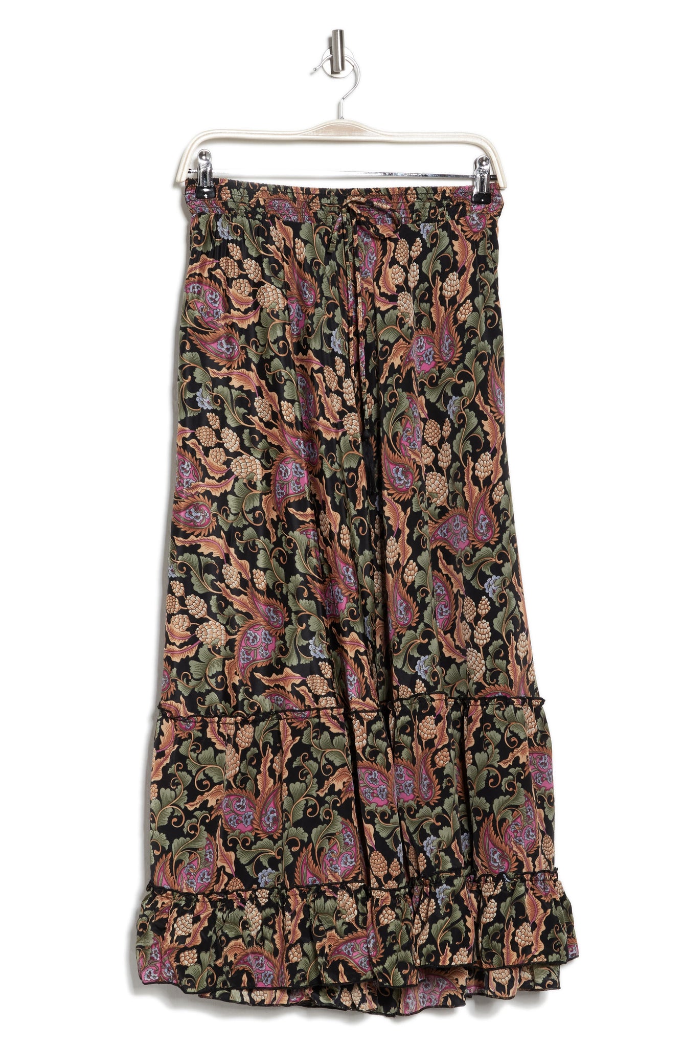 T Tahari Tiered Drawstring Waist Maxi Skirt, Alternate, color, Midnight Blooming Paisley