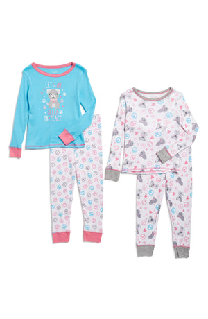 RENE ROFE GIRL Kids' Assorted 2-Pack Peace Puppy Fitted Two-Piece Pajamas, Main, color, Converchar