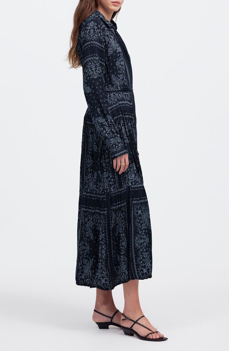 Madewell Bandana Print Relaxed Long Sleeve Tiered Midi Dress