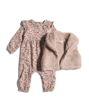 Infant Girls Romper With Vest Set