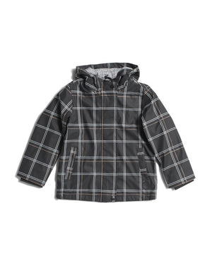 Boys Grid Print Hooded Raincoat