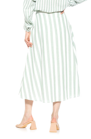 Alexia Admor Brilyn Stripe A-Line Linen Skirt, Alternate, color, Green Stripe