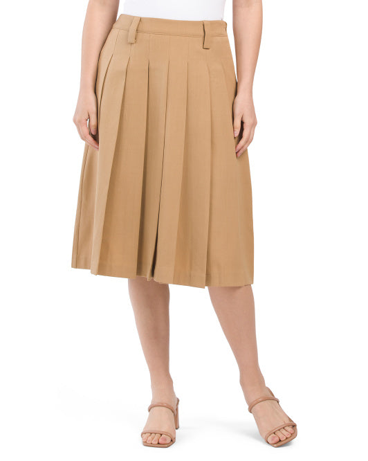 Low Waist Pleated Midi Skirt