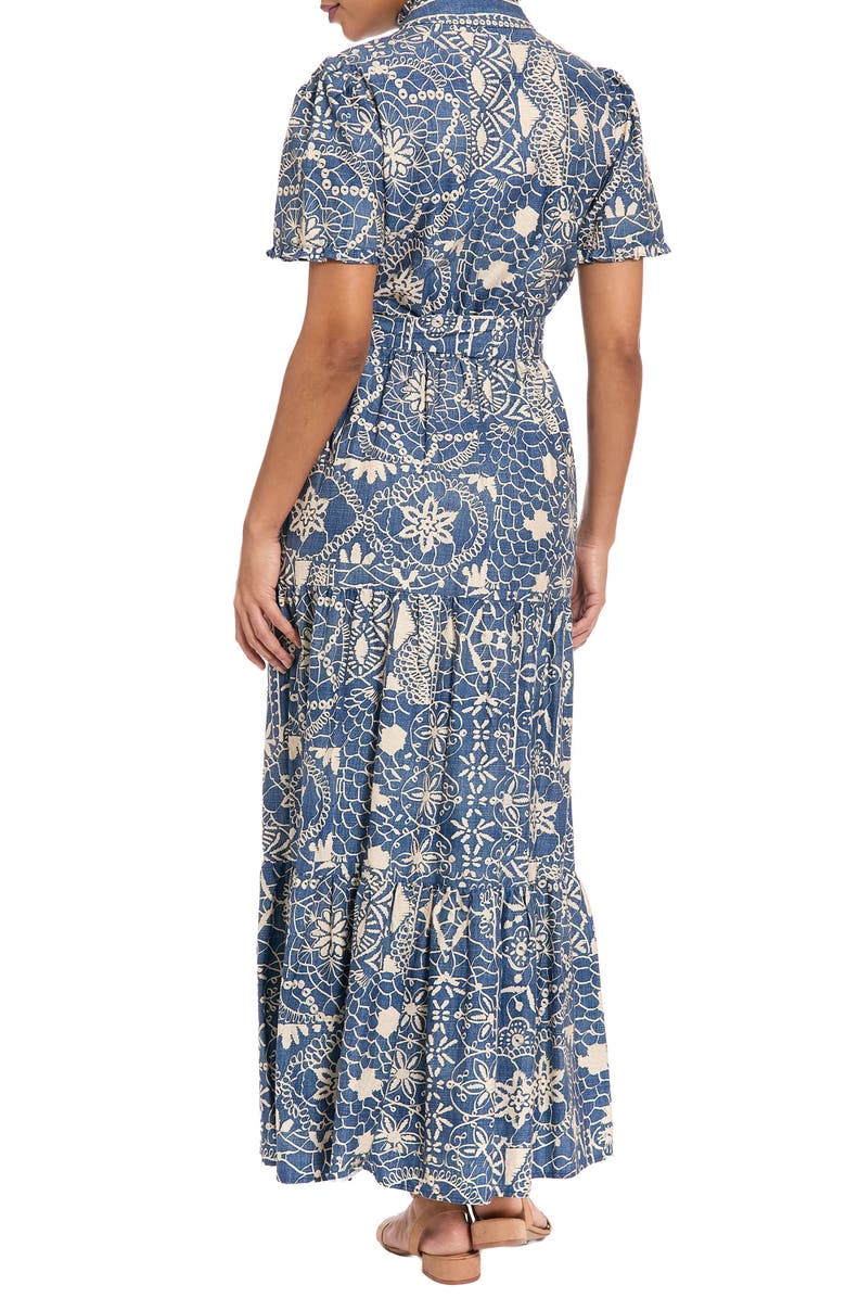 London Times Ruffle Tiered Tie Waist Maxi Dress
