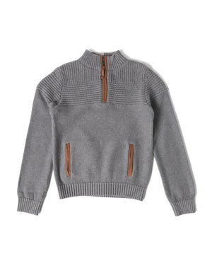 Toddler And Little Boys Mock Neck Quarter Zip Sweater