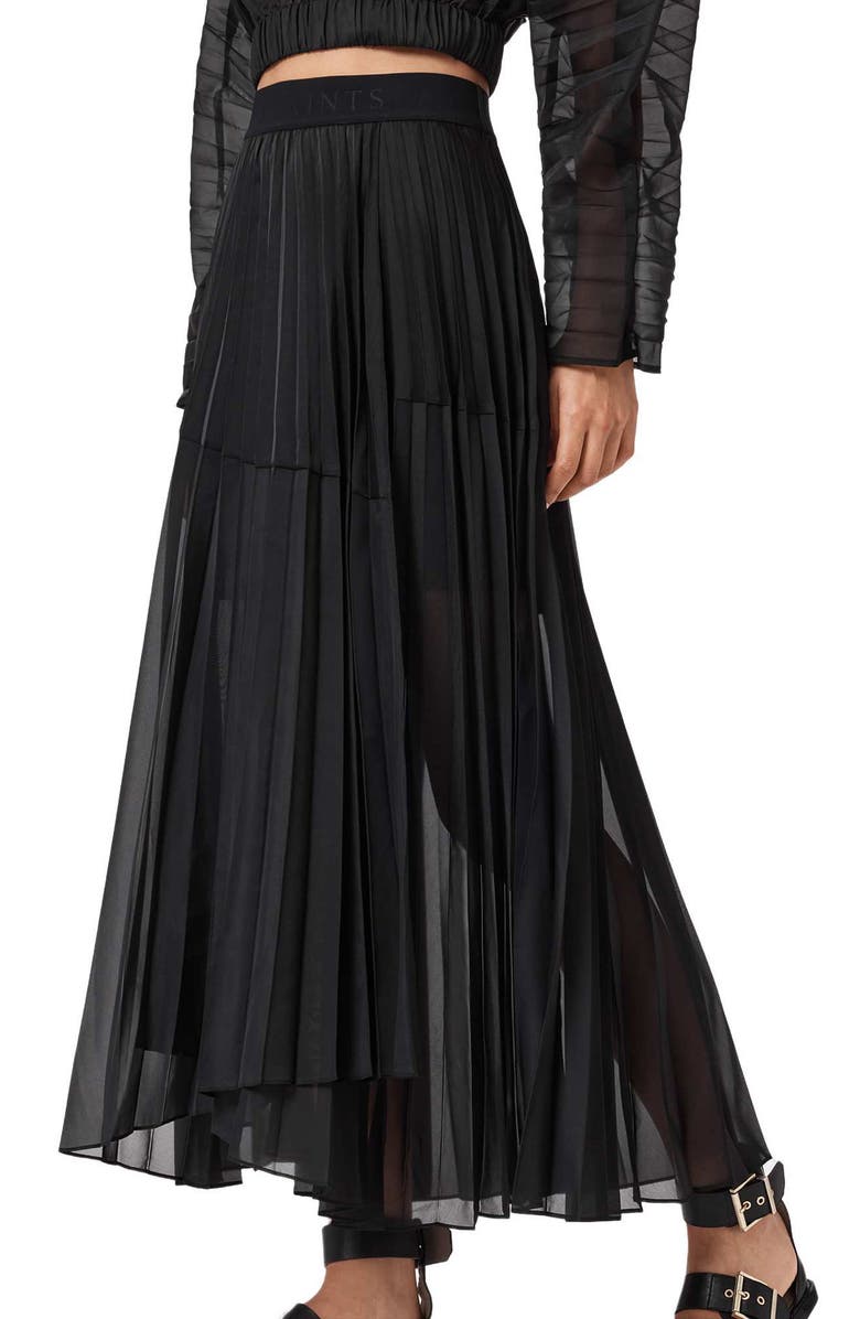 AllSaints Micaela Pleated Maxi Skirt