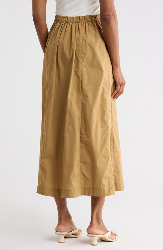 T Tahari Button Front Cotton Midi Skirt