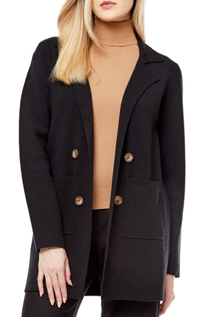 BY DESIGN Willow Notch Collar Long Cardigan, Main, color, Black