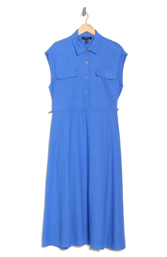 Ellen Tracy Drawcord Waist Midi Shirtdress
