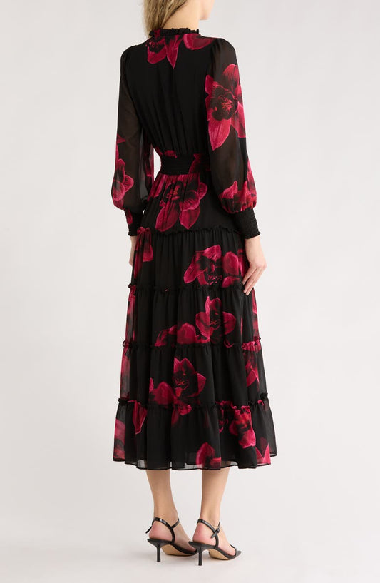 Halogen® Tie Neck Long Sleeve Maxi Dress