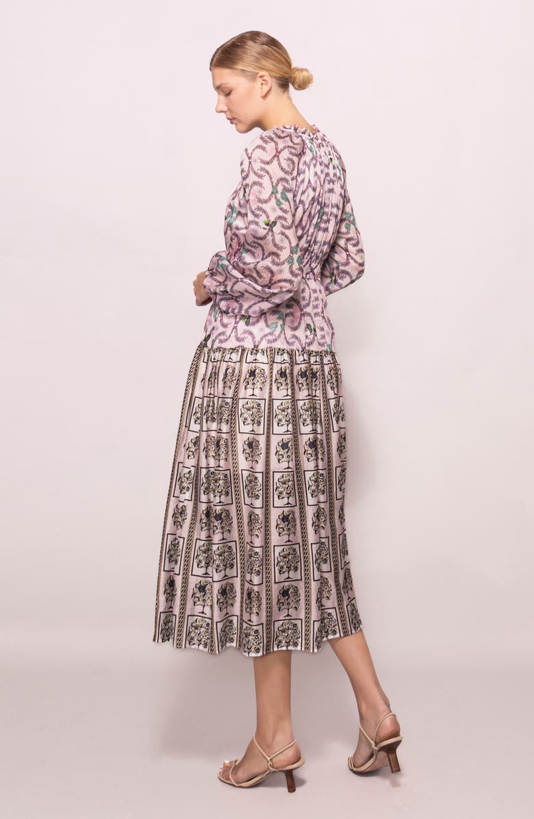 MELLODAY Printed Shirred Midi Dress