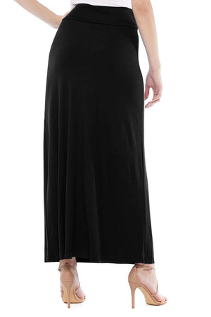 thumbnail image 3 of Women's Casual Foldable Waist Comfy Loose Fit Solid Maxi Skirt S-3XL, 3 of 5